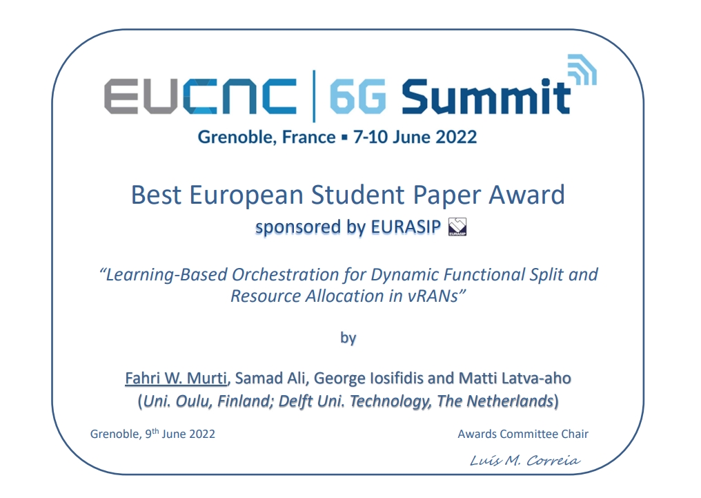 Best European Student Paper Award 2022