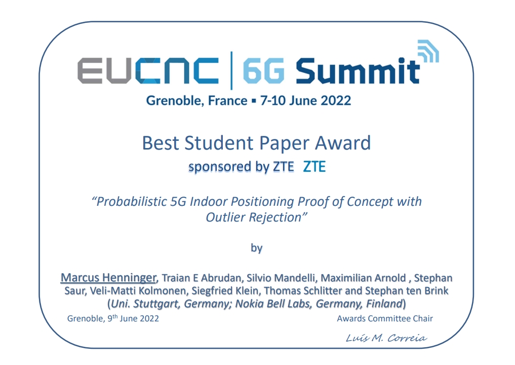 Best Student Paper Award 2022